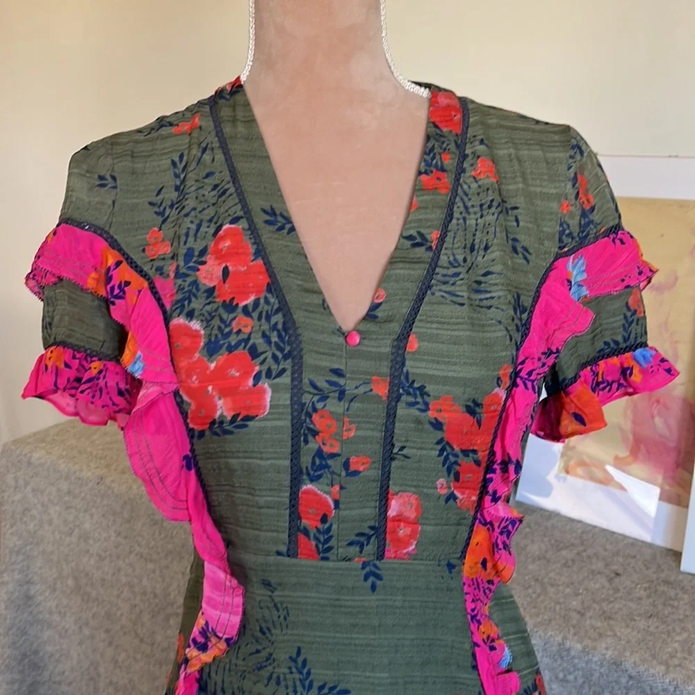 Tanya Taylor Silk Floral Rhett Dress, Size 4 - Picture 5 of 8